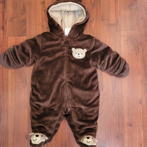 SMALL WONDERS FUZZY BEAR COLD WEATHER ZIP UP SIZE 0-3 - Picture 2 of 9